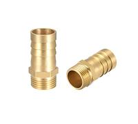 sourcing map Conector Manguera de Lengüeta, Racor Manguera de Latón, Púa de 16mm, Rosca Macho G3/8, Adaptador Manguera Tubo, 2 Piezas