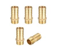 sourcing map Conector Manguera de Lengüeta, Racor Manguera de Latón, Púa de 16mm, Rosca Macho G3/8, Adaptador Manguera Tubo, 5 Piezas