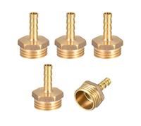 sourcing map Conector Manguera de Lengüeta, Racor Manguera de Latón, Púa de 6mm, Rosca Macho G1/2, Adaptador Manguera Tubo, 5 Piezas