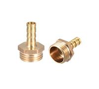 sourcing map Conector Manguera de Lengüeta, Racor Manguera de Latón, Púa de 8mm, Rosca Macho G1/2, Adaptador Manguera Tubo, 2 Piezas