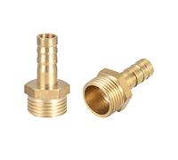 sourcing map Conector Manguera de Lengüeta, Racor Manguera de Latón, Púa de 8mm, Rosca Macho G3/8, Adaptador Manguera Tubo, 2 Piezas