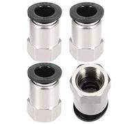 sourcing map Conector Manguera Empuje, Racor Neumatico Recto, Tubo de 10mm Diámetro Exterior x 1/4PT Hembra, Adaptador Manguera Tubo, Enchufe Rapido Neumatico, Tono Plateado 4 Piezas