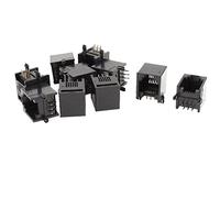 sourcing map 10pcs Black RJ11 Modular Plug Jack 6P6C PCB Socket Mount Telephone Connectors