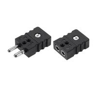 sourcing map Conectores de cable termopar tipo J, adaptador de enchufe hembra, pin redondo, alta temperatura, 220 °C, para sonda de sensor de termopar, color negro, 1 juego