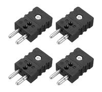 sourcing map Conectores de cable termopar tipo J, adaptador de enchufe macho, temperatura de 220 °C, para sonda de sensor de termopar, color negro, 4 unidades