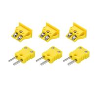 sourcing map Conectores de cable termopar tipo K macho con montaje en panel, enchufe hembra de alta temperatura 200 °C (200.0 °C) para sonda de sensor de termopar, amarillo, juego de 3