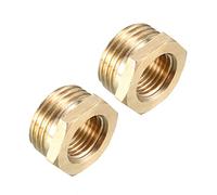 sourcing map Conexión adaptador de casquillo hexagonal roscado de latón del tubo de 1/2 PT macho x 1/4 PT hembra de 2 pzas