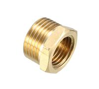 sourcing map Conexión adaptador de casquillo hexagonal roscado de latón del tubo de 3/8 PT macho x 1/4 PT hembra