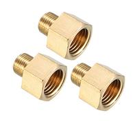 sourcing map Conexión adaptador de latón del tubo de 1/8 PT macho x 1/4 PT acoplamiento hembra 3 pzas