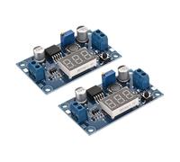sourcing map Convertidor DC-DC Regulador de voltaje ajustable LM 2596 con voltímetro de pantalla LED 4-40V a 1.25-37V 3A 2 piezas