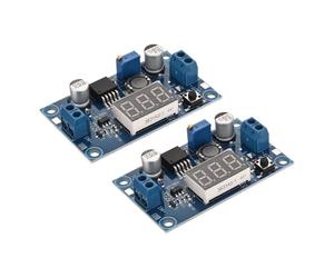 sourcing map Convertidor DC-DC Regulador de voltaje ajustable LM 2596 con voltímetro de pantalla LED 4-40V a 1.25-37V 3A 2 piezas