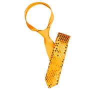 sourcing map Corbatas de lentejuelas para hombre, corbata delgada con brillo, corbata para disfraz de fiesta de escenario Amarillo One Size