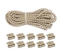 sourcing map Cordón de cadena de cuentas para cortina, 10 metros, cuerda de cadena de cuentas de plástico con 10 conectores de cadena ciega para pieza de repuesto de persiana, color marrón claro