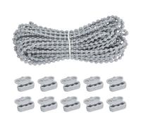 sourcing map Cordón de cadena de cuentas para cortina, 10 metros, cuerda de cadena de cuentas de plástico con 10 conectores de cadena para persiana enrollable, color gris