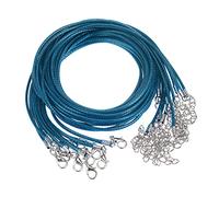 sourcing map Cordón de Collar Encerado 10uds, 60cm y 2 mm Diámetro, Cuerda para Collar con Cierre para Colgantes, Esposas, Collares, Suministros para Hacer Joyas, Cielo Azul