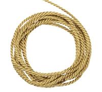 sourcing map Cordón trenzado, cuerda trenzada de 3 capas de 2,5 m, 2,5 mm, hilo brillante para manualidades, bolsa de regalo, cortina, decoración de Navidad, color dorado profundo