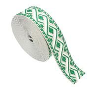 sourcing map Correa de algodón de 4.75 yardas, cinta jacquard de 38 mm, bordada, correas de poliéster para bolso, manualidades, ropa, color crema y verde oscuro