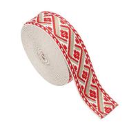 sourcing map Correa de algodón de 4.75 yardas, cinta jacquard de 38 mm, bordada, correas de poliéster para bolso, manualidades, ropa, color blanco y rojo