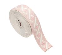 sourcing map Correa de algodón de 4.75 yardas, cinta jacquard de 38 mm, bordada, correas de poliéster para bolso, manualidades, ropa, color crema y rosa