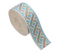 sourcing map Correa de algodón de 4.75 yardas, cinta jacquard de 50 mm, bordada, correas de poliéster para bolso, manualidades, ropa, color crema y azul cielo