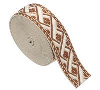 sourcing map Correa de algodón de 4.75 yardas, cinta jacquard de 50 mm, bordada, correas de poliéster para bolso, manualidades, ropa, color crema y marrón oscuro