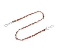 sourcing map Correa de cadena para bolso, 32 x 0.43 pulgadas, cadena plana de hierro de cuero, correas de bolso con hebillas para bolsas de hombro y cruzadas (correa marrón + cadena plateada)