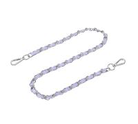 sourcing map Correa de cadena para bolso, 32 x 0.43 pulgadas, cadena plana de hierro de cuero, correas de bolso con hebillas para bolsas de hombro y cruzadas (correa morada + cadena plateada)