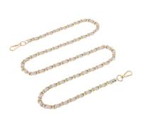 sourcing map Correa de cadena para bolso, 55 x 0.43 pulgadas, cadena plana de hierro de cuero, correas de bolso con hebillas para bolsas de hombro y cruzadas (correa gris + cadena dorada)