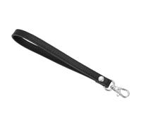 sourcing map Correa de muñeca de cuero, 190 mm, correa de repuesto de cuero para cartera de embrague, llavero, bolsa de bricolaje (negro, plateado)