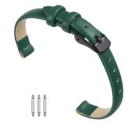 sourcing map Correa de piel auténtica de 8 mm de ancho, correa de reloj de cuero elegante y plana, hebilla de tono negro para hombres y mujeres
