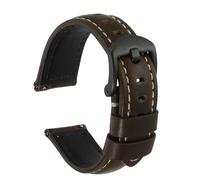 sourcing map Correa de reloj de 20 mm de ancho, de piel encerada al aceite, liberación rápida, correa de repuesto con pasador de hebilla para hombres y mujeres, regalo negro y verde