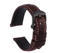 sourcing map Correa de reloj de 20 mm de ancho, piel encerada al aceite, liberación rápida, correa de repuesto con pasador de hebilla para hombres y mujeres, regalo negro y rojo