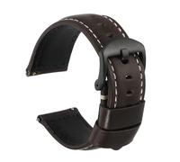sourcing map Correa de reloj de 24 mm de ancho, piel encerada al aceite, liberación rápida, correa de repuesto con pasador de hebilla para hombres y mujeres, regalo negro y gris