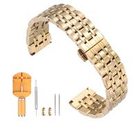 sourcing map Correa de reloj de acero inoxidable de liberación rápida, metal pulido, correa de repuesto con cierre de mariposa, 20mm, Acero inoxidable, Ágata