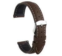 sourcing map Correa de reloj de cuero, correa de reloj de liberación rápida de 18 mm con hebilla plateada de acero inoxidable, correa de reloj de cuero suave para hombres y mujeres, marrón oscuro
