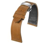 sourcing map Correa de reloj de cuero de 18 mm, correa de reloj vintage de liberación rápida, correa de repuesto con hebilla de mariposa de acero inoxidable para hombres y mujeres, amarillo y marrón