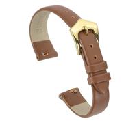 sourcing map Correa de reloj de cuero genuino marrón claro de 12 mm, correa de repuesto de piel fina y elegante de liberación rápida con hebilla de acero inoxidable dorada para mujer
