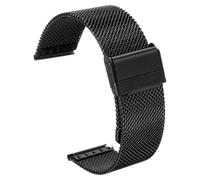 sourcing map Correa de reloj de malla de acero inoxidable de 21 mm, correa de repuesto de metal ajustable de liberación rápida para mujer, color negro