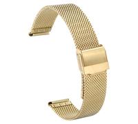 sourcing map Correa de reloj de malla de acero inoxidable de liberación rápida ajustable de metal para hombres y mujeres, 12mm, Acero inoxidable, No es una piedra preciosa
