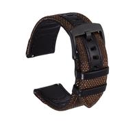 sourcing map Correa de reloj de nailon de 22 mm, de piel auténtica, de liberación rápida, correas de repuesto para hombres y mujeres, color marrón y negro