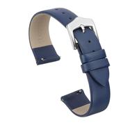 sourcing map Correa de reloj de piel auténtica azul de 16 mm, correa de repuesto de piel fina y elegante de liberación rápida con hebilla de acero inoxidable plateada para mujer