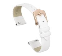 sourcing map Correa de reloj de piel auténtica blanca de 14 mm, correa de repuesto de piel fina y elegante de liberación rápida con hebilla de acero inoxidable de oro rosa para mujer