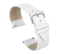 sourcing map Correa de reloj de piel auténtica blanca de 22 mm, correa de repuesto de piel fina y elegante de liberación rápida con hebilla de acero inoxidable plateada para hombres y mujeres