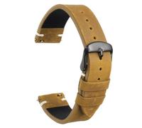 sourcing map Correa de reloj de piel auténtica de 18 mm de grano superior de liberación rápida con hebilla negra de acero inoxidable 304 para hombres y mujeres, color marrón claro
