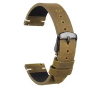 sourcing map Correa de reloj de piel auténtica de 20 mm de grano superior de liberación rápida con hebilla negra de acero inoxidable 304 para hombres y mujeres, color marrón oscuro