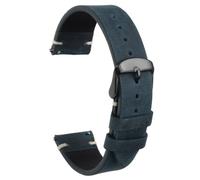sourcing map Correa de reloj de piel auténtica de 21 mm, correa de repuesto de liberación rápida con hebilla negra de acero inoxidable 304 para hombres y mujeres, color azul