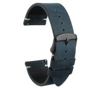 sourcing map Correa de reloj de piel auténtica de 24 mm, correa de repuesto de liberación rápida con hebilla negra de acero inoxidable 304 para hombres y mujeres, color azul