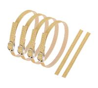 sourcing map Correa de tobillo de repuesto para tacones, correa desmontable de piel sintética para zapatos, Cuero dorado, 0.8cm