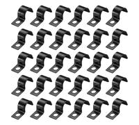 sourcing map Correa de tubo de 1/2 pulgada, clip de conducto de acero al carbono, 50 abrazaderas de correa de un solo agujero para fijación de cables de tubo (12 mm, negro)