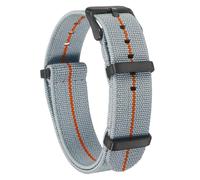 sourcing map Correa elástica de nailon para reloj, 18 mm, correa de reloj francés, impermeable, de repuesto, con hebilla negra, para hombres y mujeres, gris claro/naranja